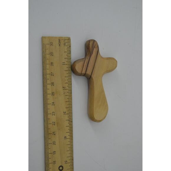 (13) Comfort Cross Natural Olive Wood Hand Carved Bethlehem - Picture 10 of 14